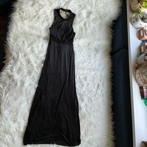 bcbgeneration velvet‎ stripe black dress halter